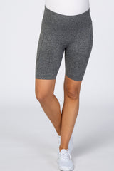 Charcoal Marled Maternity Biker Shorts