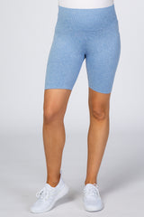 Light Blue Marled Maternity Biker Shorts