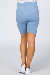 Light Blue Marled Maternity Biker Shorts