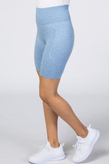 Light Blue Marled Biker Shorts