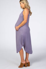 Lavender V-Neck Sleeveless Maternity Midi Dress