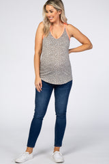 Ivory Colorblock Animal Print Maternity Top