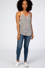 Ivory Colorblock Animal Print Top