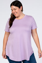 Lavender Round Hem Short Sleeve Plus