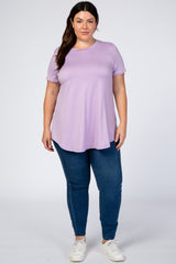 Lavender Round Hem Short Sleeve Plus