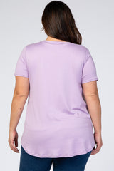 Lavender Round Hem Short Sleeve Plus