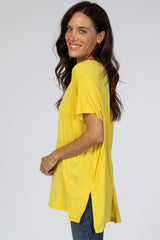 Yellow Basic Short Sleeve V-Neck Tee