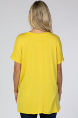 Yellow Basic Short Sleeve V-Neck Maternity Tee