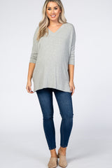 Heather Grey V-Neck Dropped Shoulder Maternity Top