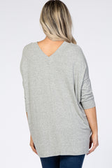 Heather Grey V-Neck Dropped Shoulder Maternity Top