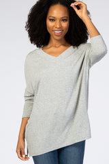 Heather Grey V-Neck Dropped Shoulder Maternity Top