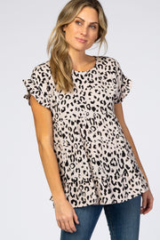 Mocha Animal Print Tiered Top