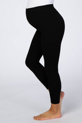 Black Ribbed Maternity Leggings