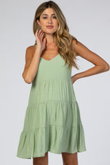 Mint Sleeveless Tiered Maternity Mini Dress