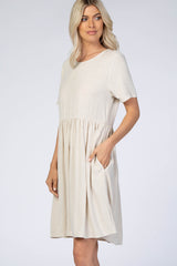 Beige Linen Babydoll Dress