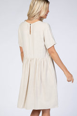 Beige Linen Babydoll Dress