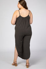 Grey Split Hem Plus Maternity Jumpsuit