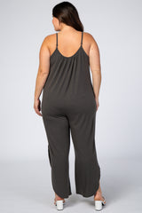 Grey Split Hem Plus Jumpsuit