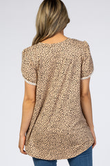 Taupe Animal Print Tulip Sleeve Top