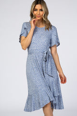 Blue Polka Dot Ruffle Dress