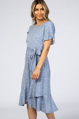 Blue Polka Dot Ruffle Dress