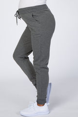 Grey Drawstring Maternity Sweatpants