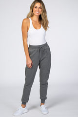 Grey Drawstring Maternity Sweatpants