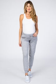 Heather Grey Drawstring Maternity Sweatpants