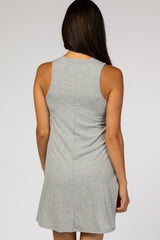 Grey Sleeveless Ribbed Dress