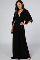 Black V-Neck Maternity Maxi Dress