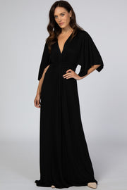 Black V-Neck Maxi Dress