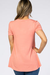 Peach Layered Wrap Front Nursing Top