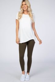 Olive Foldover Waistband Leggings