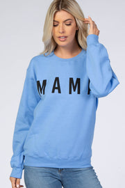 Light Blue Screen Print Mama Pullover Sweatshirt