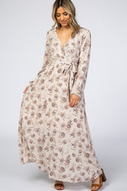 Light Pink Floral Wrap Maxi Dress