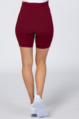 Burgundy Ribbed Bike Shorts