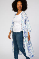 Blue Multi Print Textured Coverup