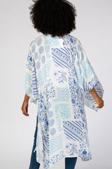 Blue Multi Print Textured Coverup