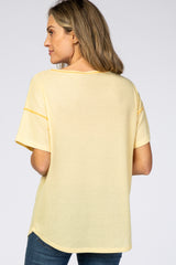 Yellow Waffle Knit Pocket Front Top