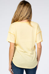 Yellow Waffle Knit Pocket Front Maternity Top