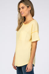 Yellow Waffle Knit Pocket Front Top