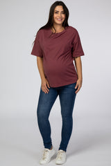 Burgundy Basic Short Sleeve Maternity Tee