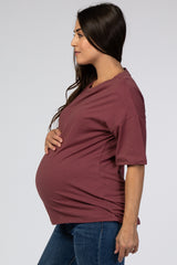 Burgundy Basic Short Sleeve Maternity Tee