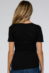 Black Scoop Neck Pocket Front Maternity Top