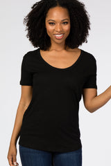 Black Scoop Neck Pocket Front Maternity Top