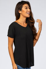 Black V-Neck Back Cutout Top