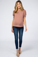 Mauve Bubble Short Sleeve Maternity Top