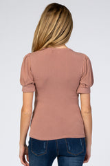 Mauve Bubble Short Sleeve Maternity Top