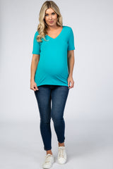 Aqua V-Neck Short Sleeve Basic Maternity Top