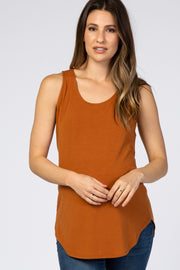 Tan Basic Sleeveless Maternity Top